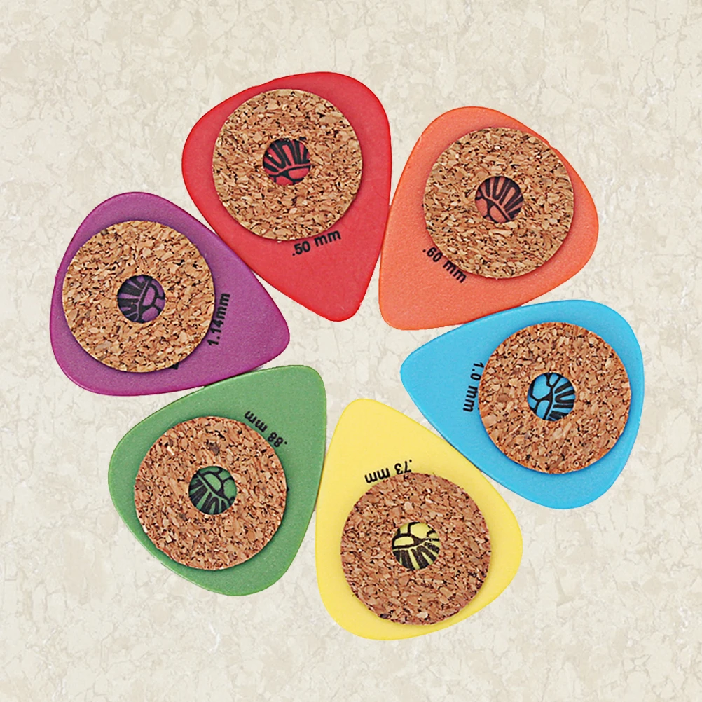 

6 PCS/Set POM Guitar Picks Colorful Heart Shape Guitar Picks with Corks for Guitar Bass Ukulele Mandolin Banjo