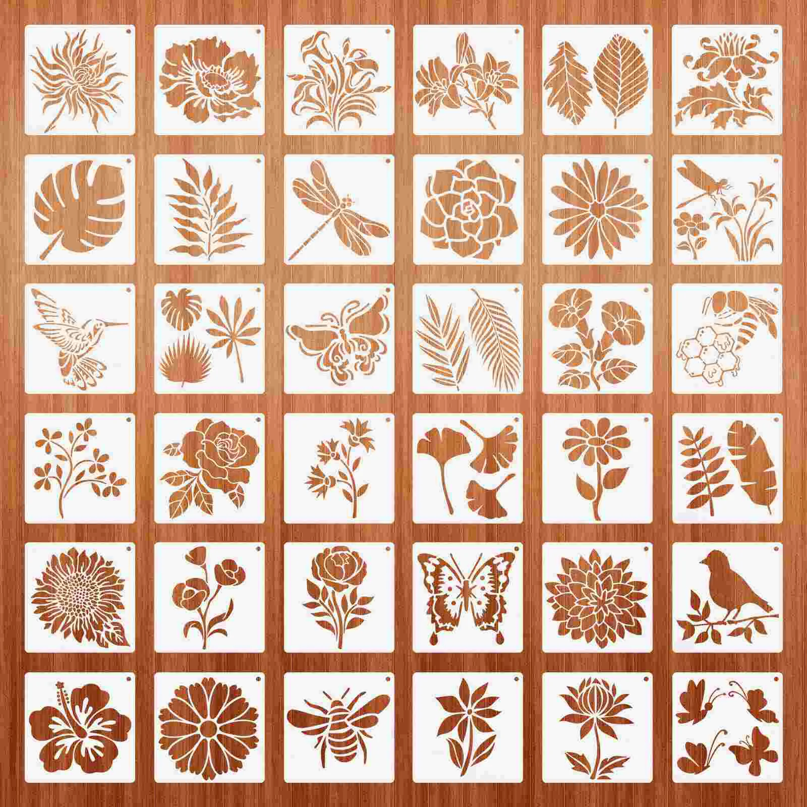 

36 Pcs Painting Template Drawing Templates Stencils Journal Planner Floral Flower DIY Supplies Flowers