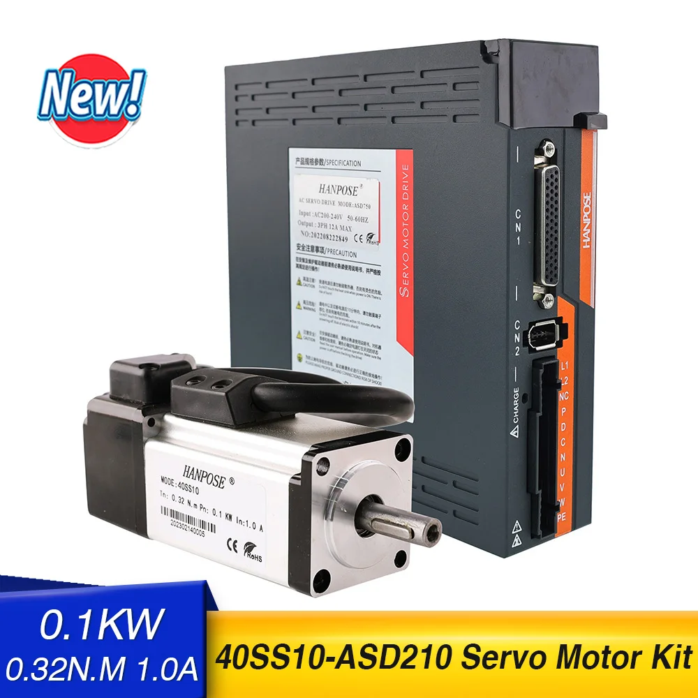 Zestaw napęd serwo silnika AC200-240V 1.0A 0.32N.m 40 ss10 i ASD210 Akcesoria do wyposażenia maszyn frezowanie CNC 100W silnik ac Servo