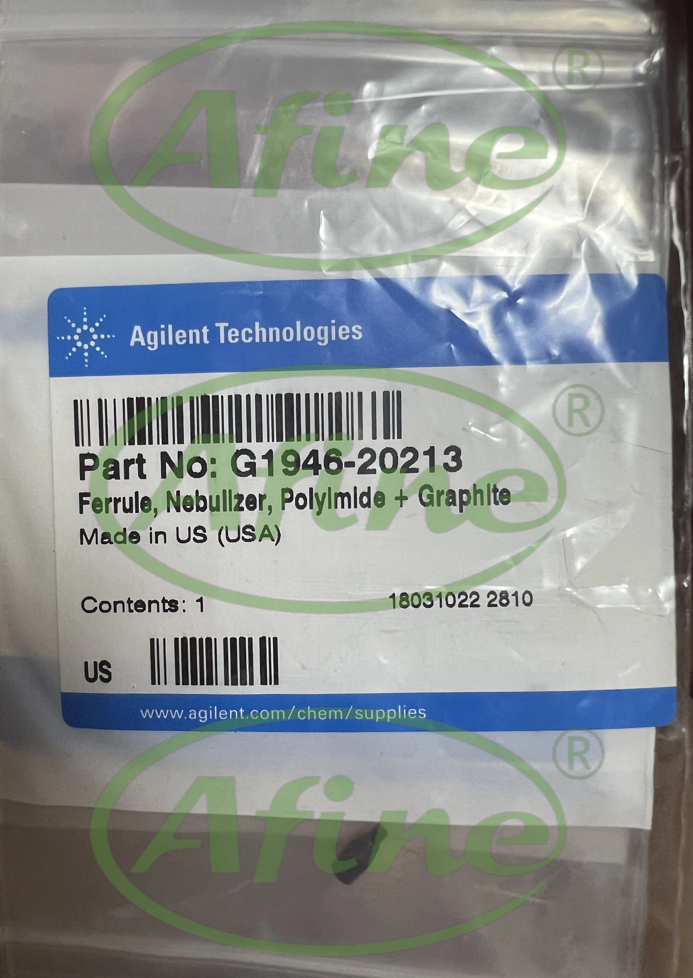 

AFINE Agilent Instrument Supplies for LC/MS,G1946-20213,Ferrule, for nebulizer needle, graphite-filled polyimide, 0.3 mm