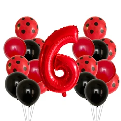 19 Pcs 12 Inch Red Black Dots Ladybug Balloons Birthday Party Decorations Baby Shower 32 Inch Red Number Birthday Party Supplies