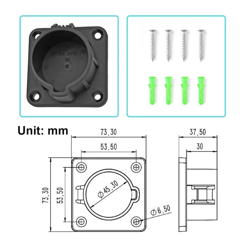 ZHIYU EV Charger Plug Holder Stand for J1772 Type2 European Standard Charger Electric Car Charger Wall Mount Bracket Socket