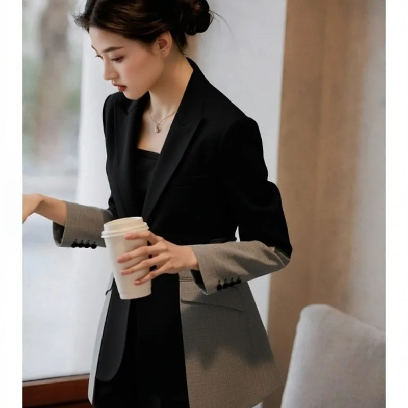 

Ранняя осень, женский пиджак, новинка 2025 года, темперамент, контрастный цвет