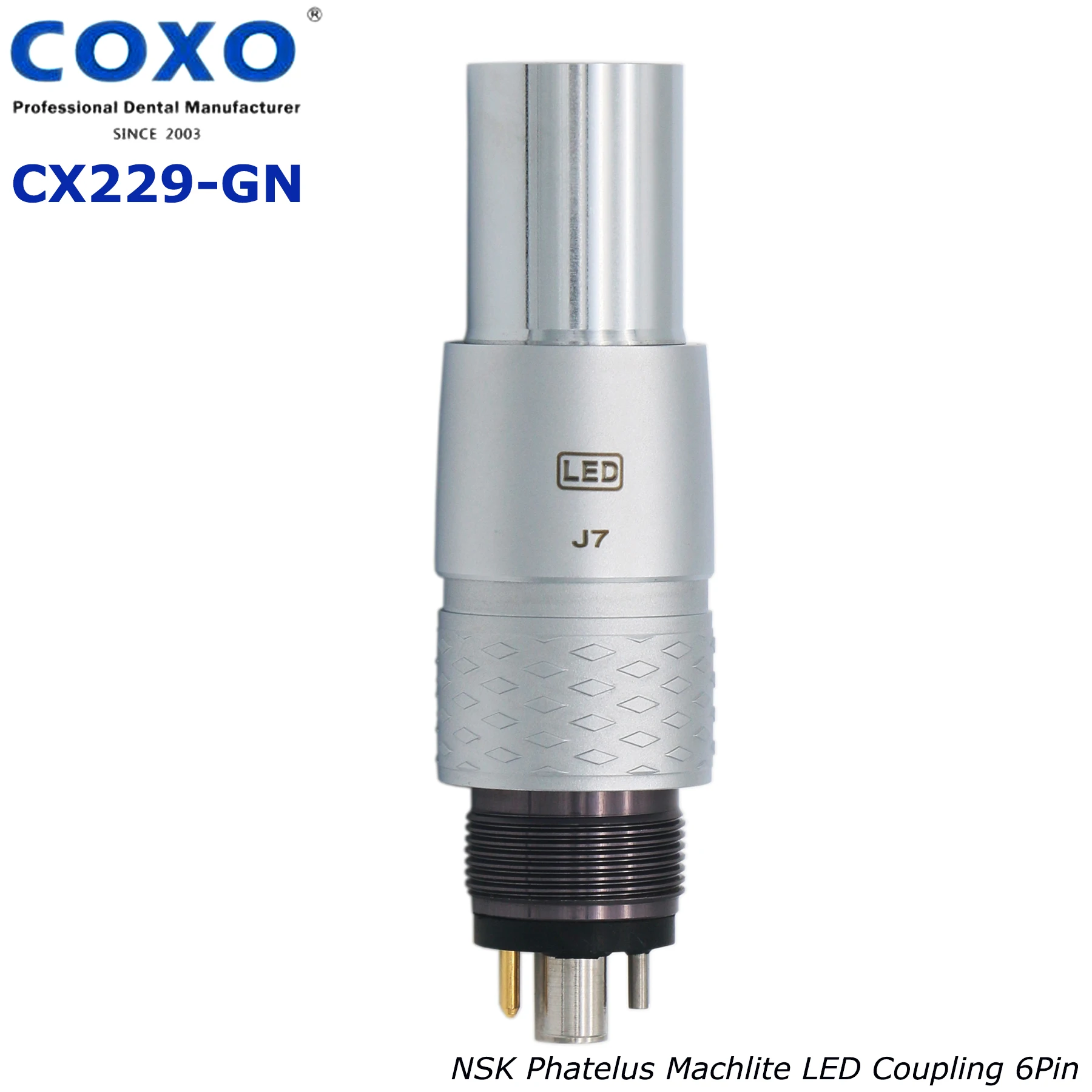 

COXO Dental Coupler LED Fit NSK 6 Hole CX229-GN Fiber Optic High Speed Handpiece Turbine