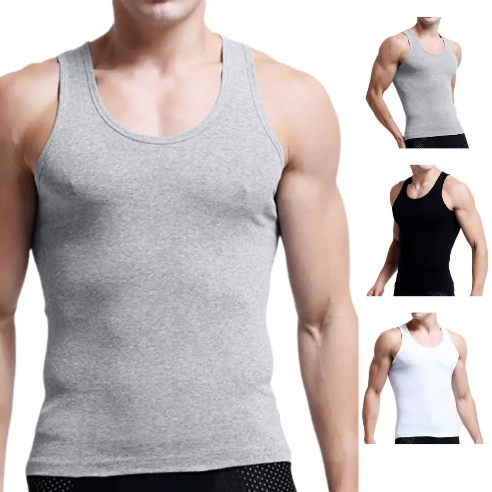 Men Summer Fitness Vest Seamless Plus Size Crew Neck Sleeveless Bottoming Undershirt Pullover Casual Men Gym Sport Tank Top