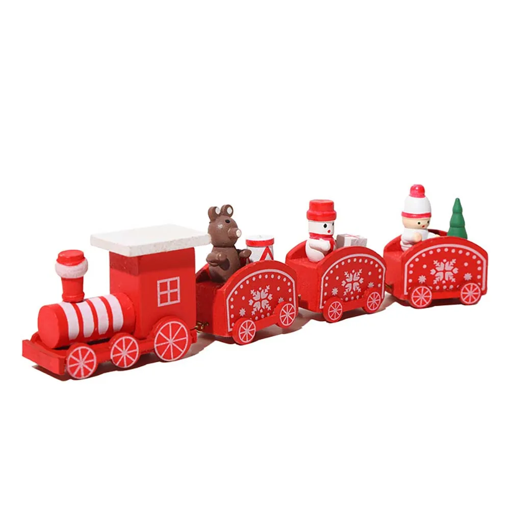 زينة قطار خشبي لعيد الميلاد، زينة عيد الميلاد مع قطار متحرك، منزل نويل، هدايا سنة جديدة سعيدة 2025 #5