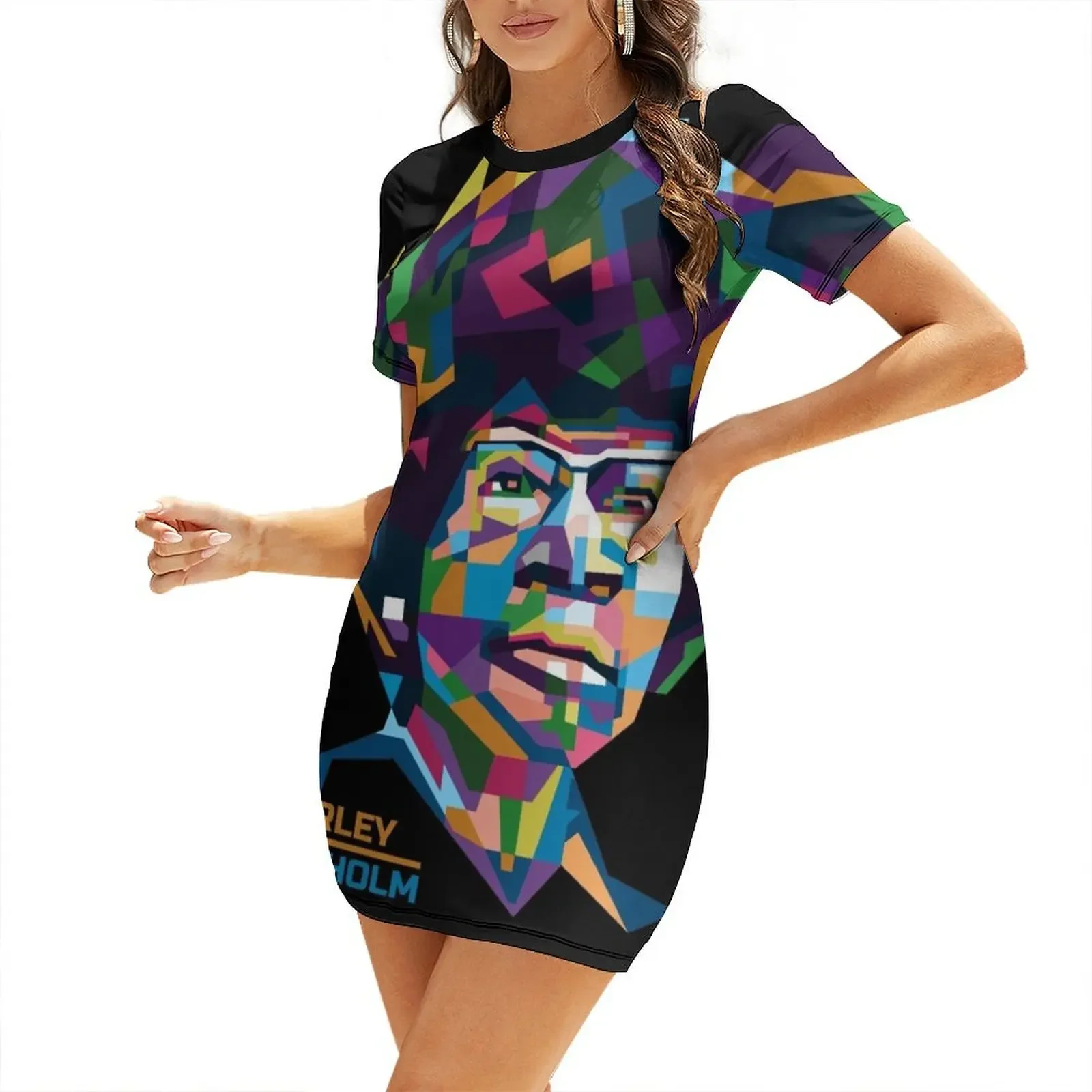 

Abstract Pop Art Shirley Chisholm Short-Sleeved Dress Evening dresses Evening gown women's clothing korea stylish Dress