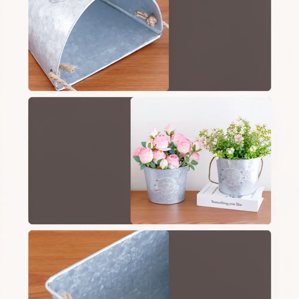 Retro Iron Wall Mounted Hanging Planter Semi Circle Flower Pot Decorative Container For Garden Balcony Decor