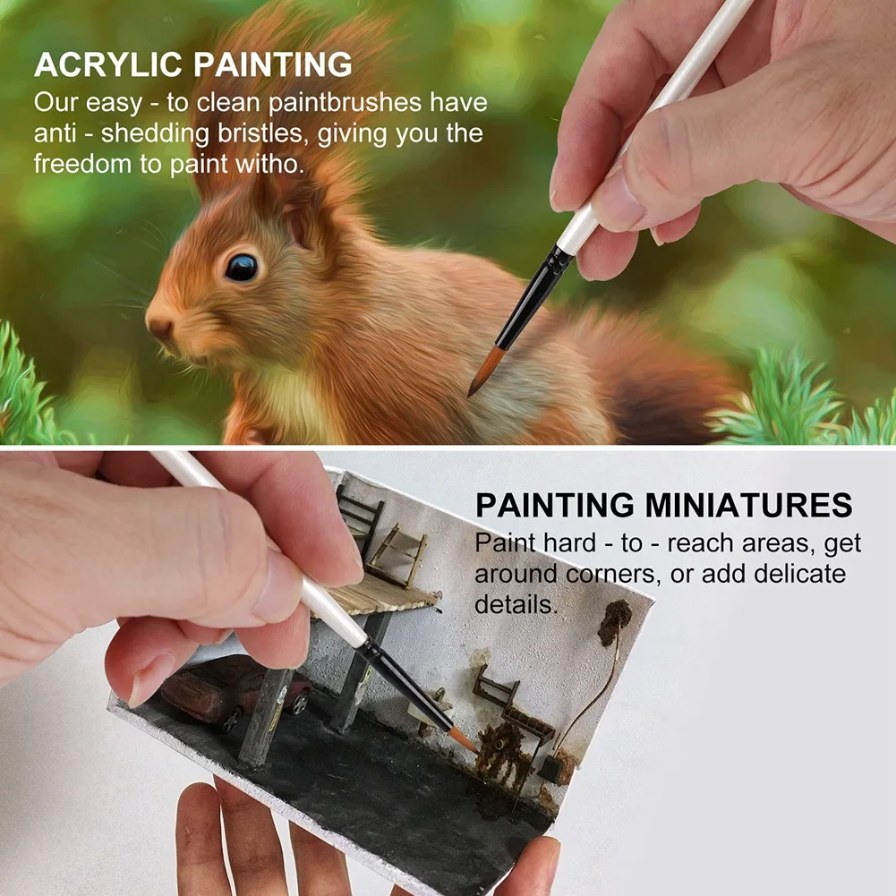 12Pcs Acrylic Paint Brushes Set, Professional Round-Pointed Tip Artist Paint Brushes for Acrylic Watercolor Oil Painting