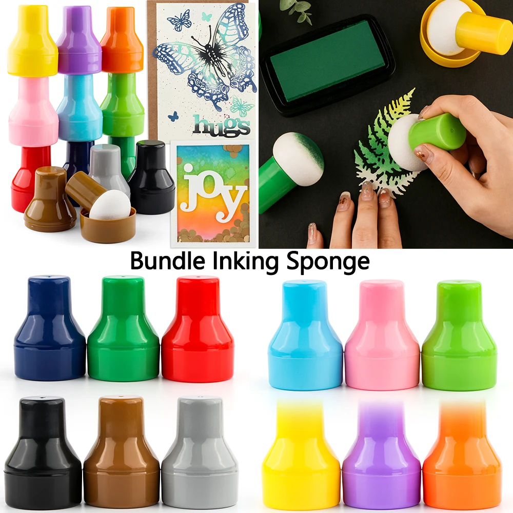 Bundle 9-41pcs Colorful Paper Pouncers Ink Applicator With Storage Cases For Scrapbook Decor Inking Sponge Crafts Smudge Tools