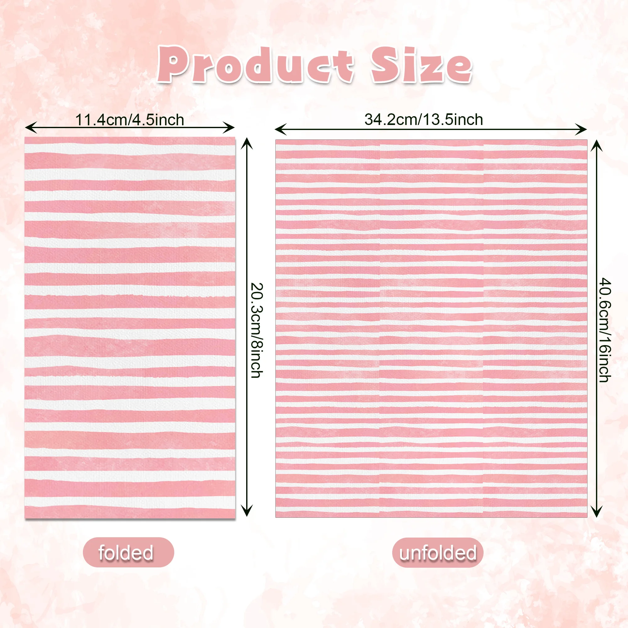 100pcs Disposable Guest Paper Towels Soft Pink White Horizontal Stripe Pattern Napkins for Holiday Table Decoration