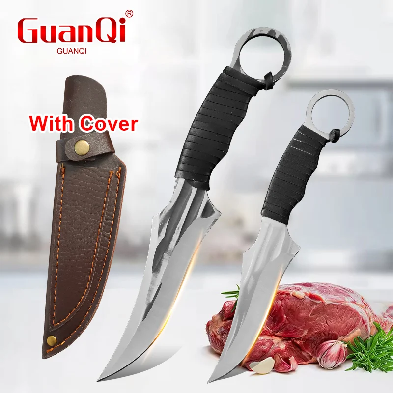 Professionelles Metzgermesser für die Küche, Fleisch, Knochenbeil, Messer, Edelstahl, Obstschäl-Allzweck-Kochmesser mit Abdeckung