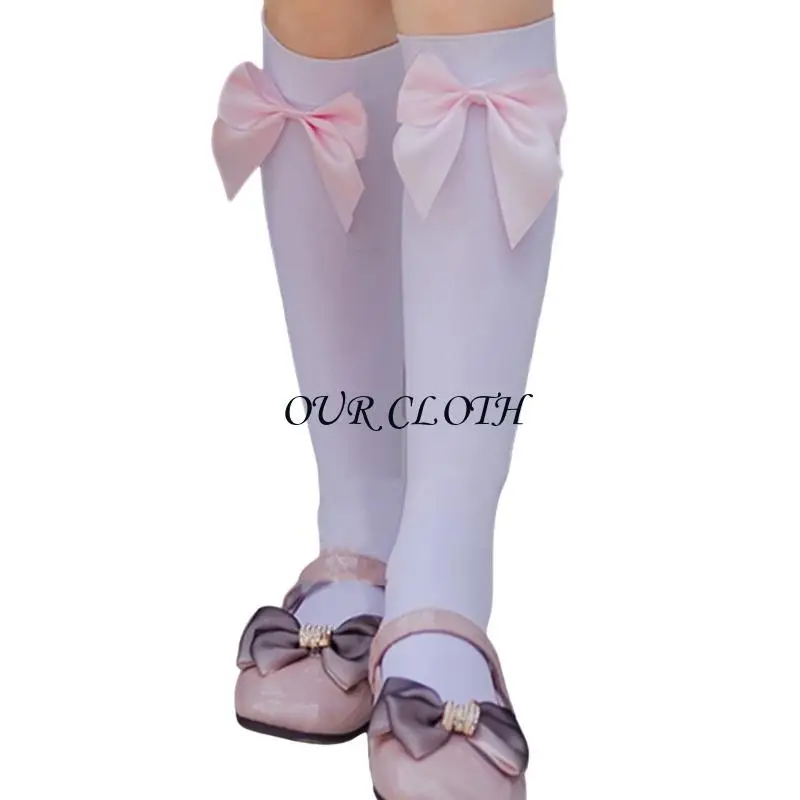 Girls Summer Sweet Bows Calf Socks Knee Highs Socks Summer Fino meias seda pura meias tubo