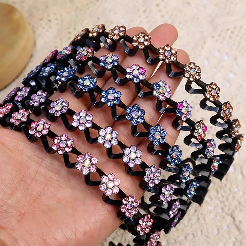 New Non-Slip Rhinestone Headbands wave Hairbands for Women Girls Bezel Toothed Hair Hoop Luxury Boutique Hair Accessories