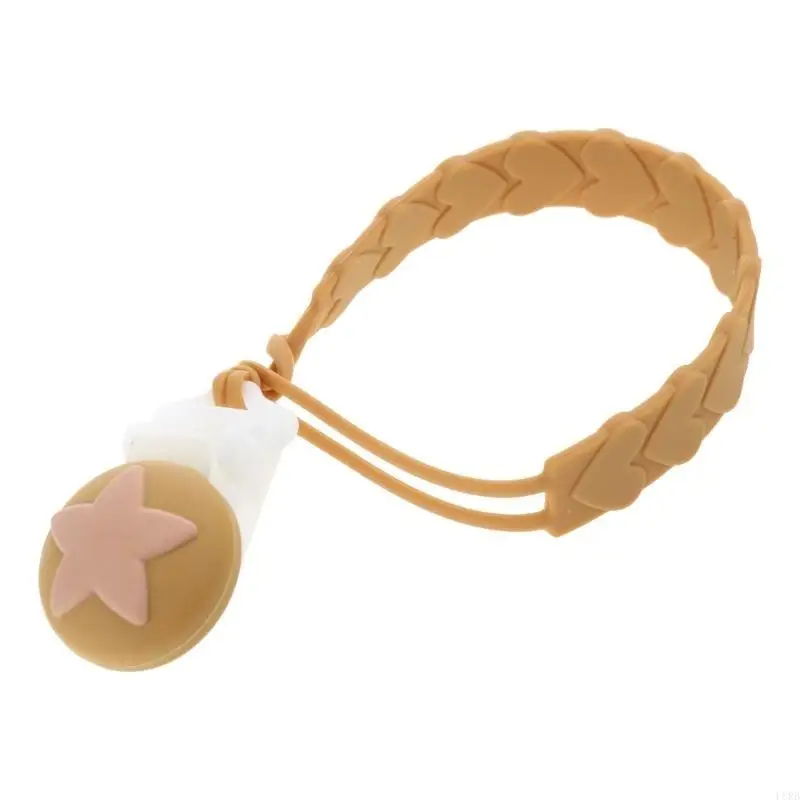 

One-Piece Pacifier Chain Silicone Pacifier Holder Teether Toy Soother Holder Birthday Christmas Shower Gift for Boy Girl L8RB