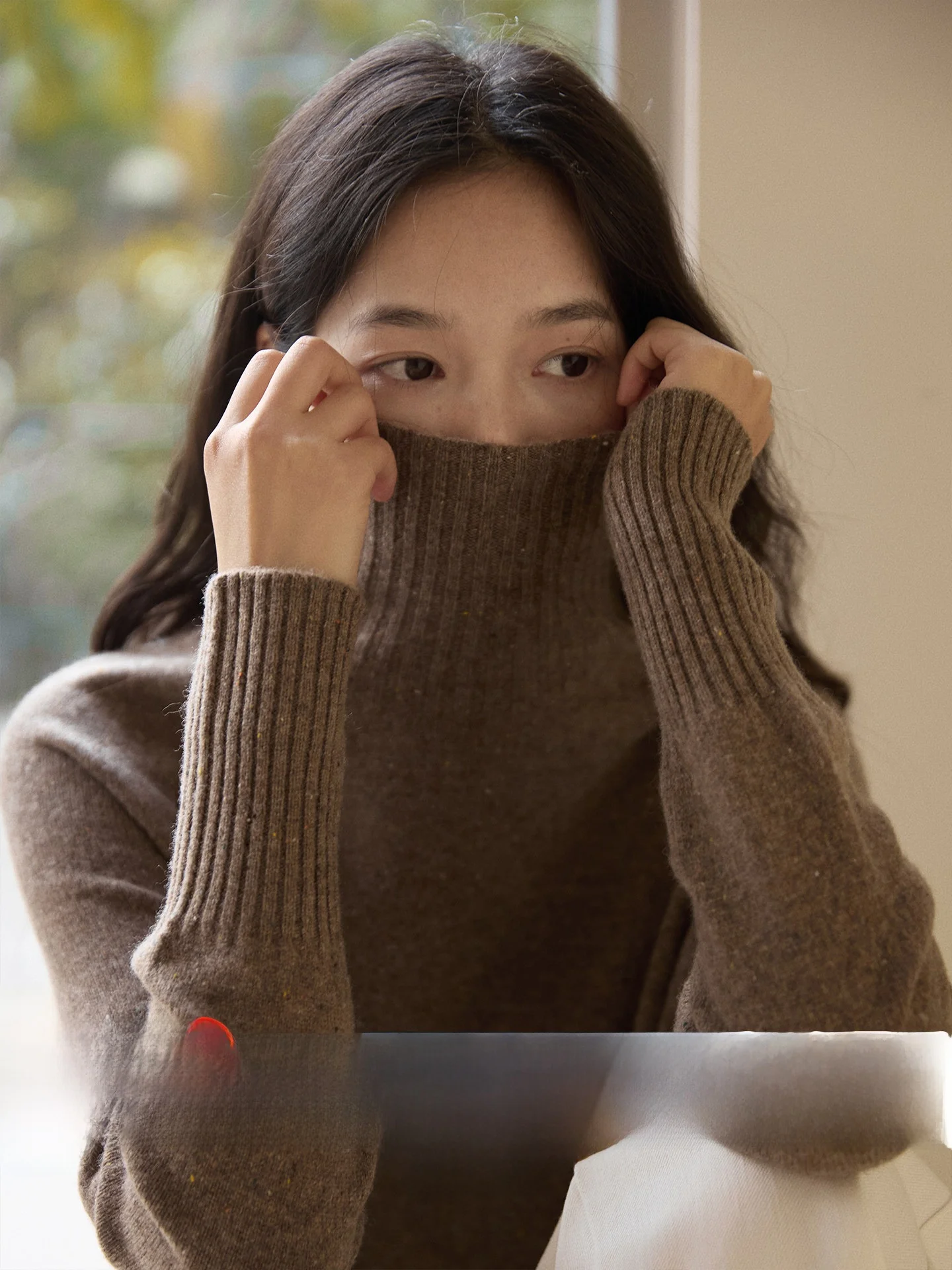 

Женский шерстяной свитер Ginnee с высоким воротом и длинными рукавами, классический вязаный джемпер с узором «точечное плетение», осенняя мода