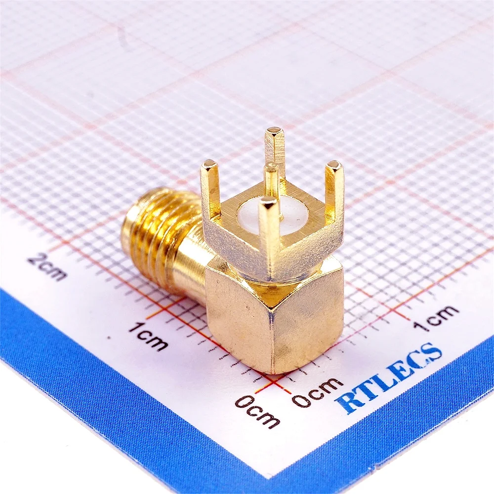 Imagem -04 - Soquete Sma Soquete Fêmea 50 Ohm Através do Buraco Ângulo Reto Solda Pcb Conector Coaxial de Montagem rf Recetáculo 1000 Peças