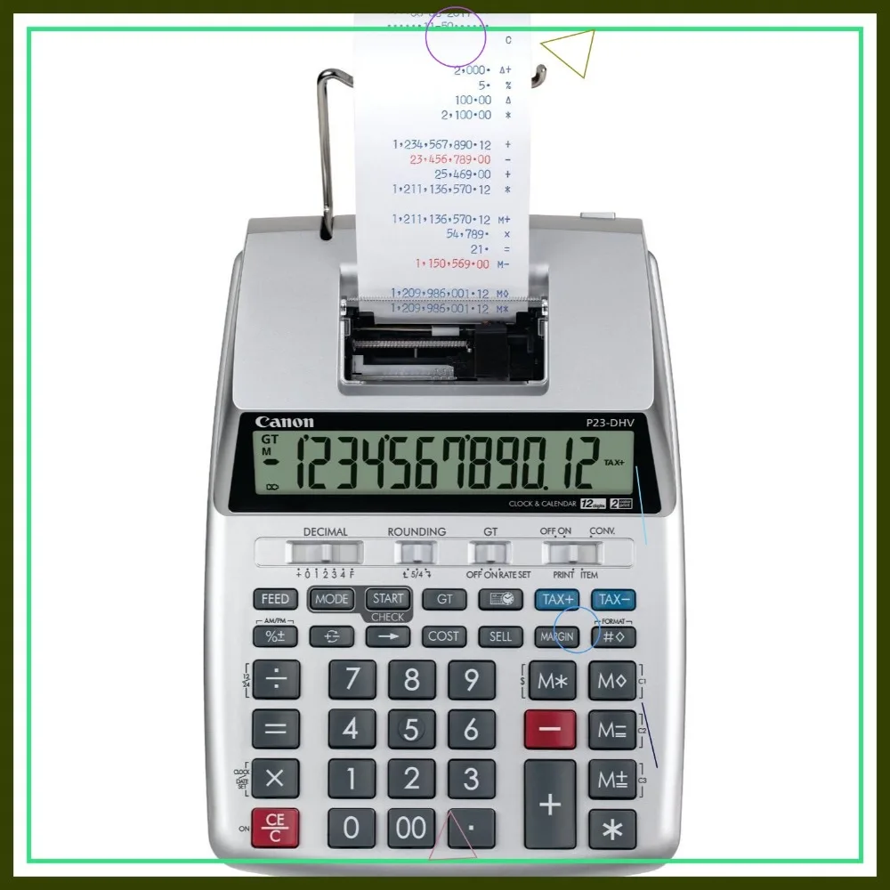 

Professional Printing Calculator with Double Check, Tax Calculation, and Currency Conversion for Business Efficiency