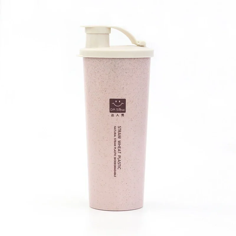 New 450ml Protein Powder Shaker Water Bottle Wheat Straw BPA Free Mixer Sports Fitness Protein Shaker Milk Shake Bottle 1pc