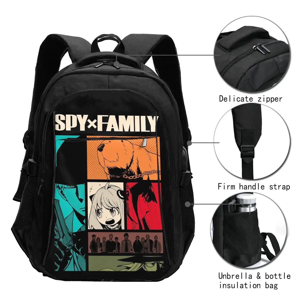 Anime Spy Family Anya Travel Laptop Backpack, Business Water Resistant Laptop Backpack with USB Charging Port, College Bag