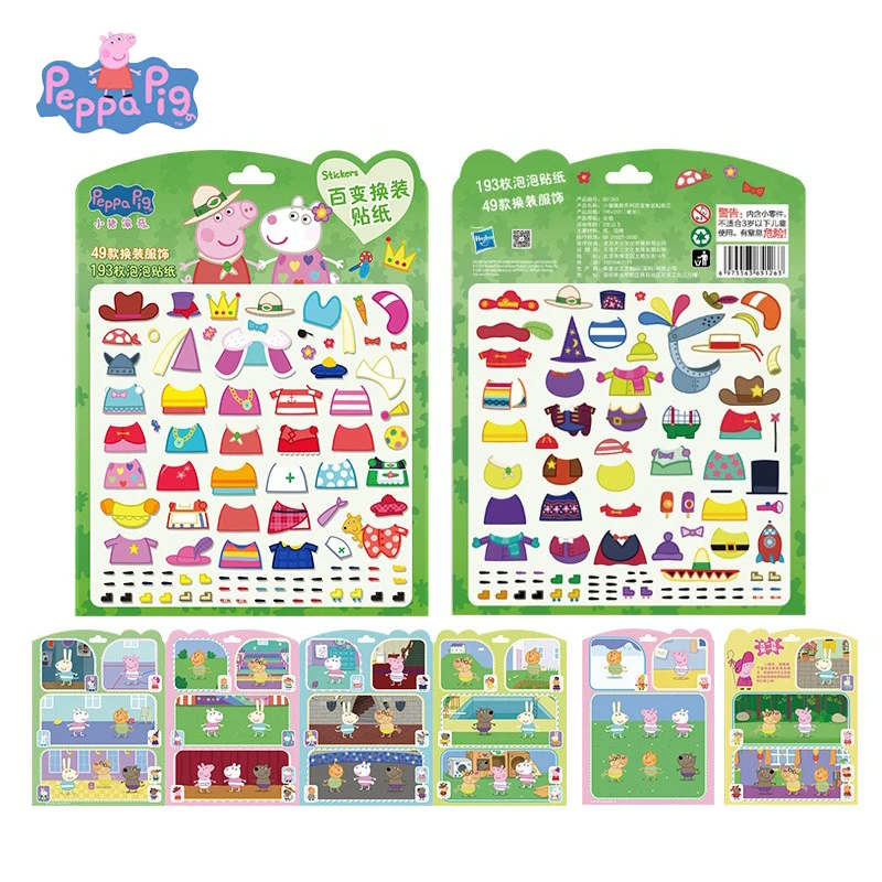 Peppa Pig Schaumstoff-Aufkleberbuch für 3–6 Jahre alte Kinder, Cartoon-Aufkleber, Kindergarten-Dressing, frühe Bildung, Lernspielzeug