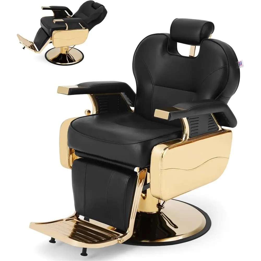 

Профессиональное парикмахерское кресло с гидравлическим насосом, 360° ° Поворотный, регулируемая высота, искусственная кожа, подставка для ног, подходит для салонов и дома.