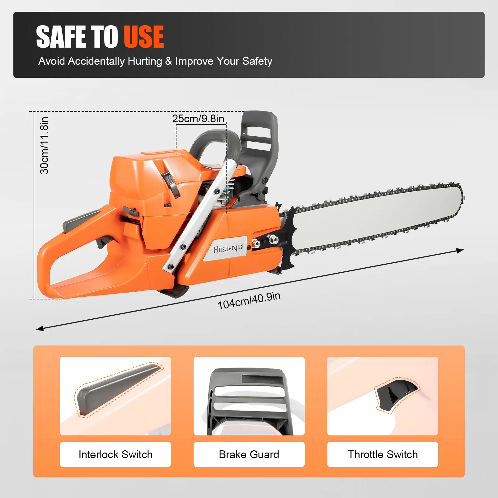 3.9KW 72cc 2-Stroke Engine Gas Powered Chainsaw with 24'' Guide Bar Saw Chain Hand Pull Start Ignition