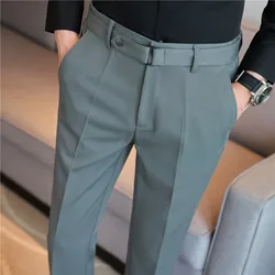 Formal Pants Business Men's British Style Solid Slim Casual Suit Pants Mens High Quality Office Social Ankle Trousers Streetwear