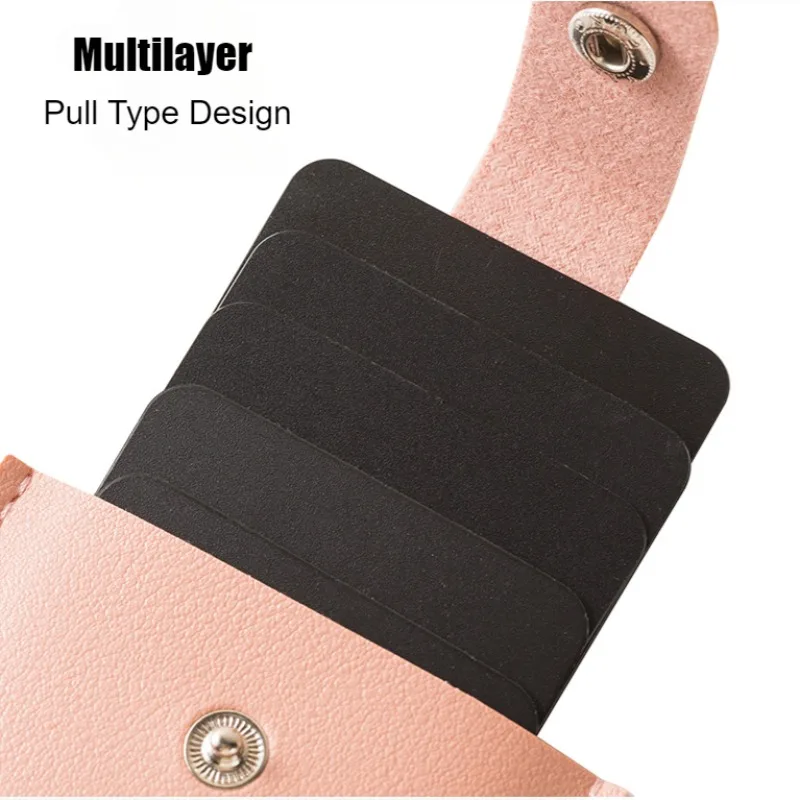 Multilayer ID Credit Card Holder Bag Convenient Portable Cards Organizer PU Leather IC ID Cards Storage Bag Pouch