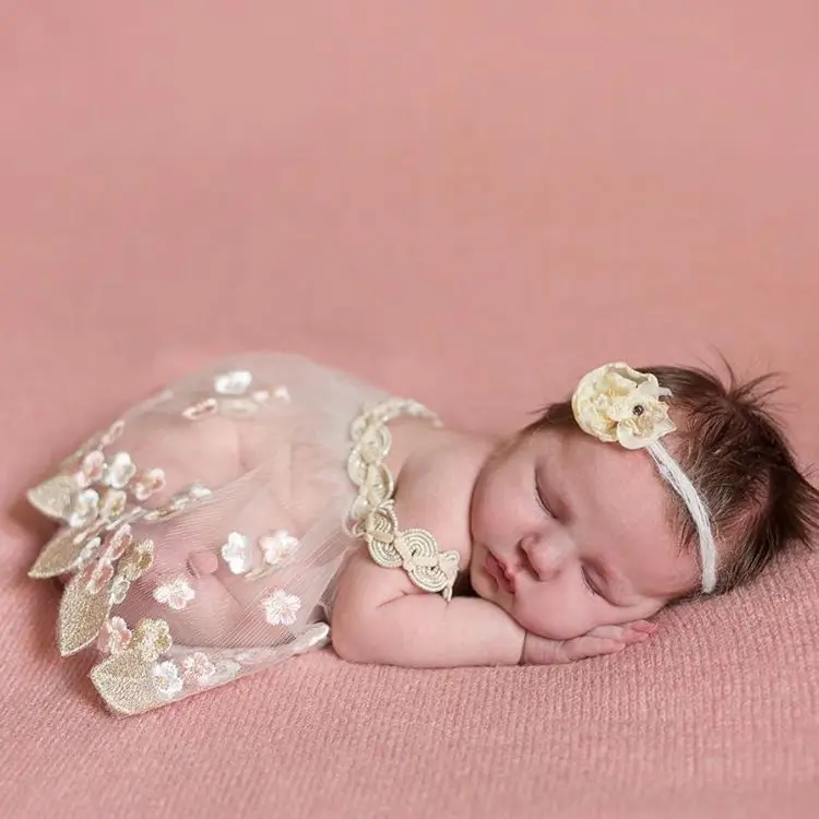 

Embroidery Newborn Photography Props Lace Dress Princess Bodysuits Flokati Accessories Baby Photo Shoot Studio Clothes