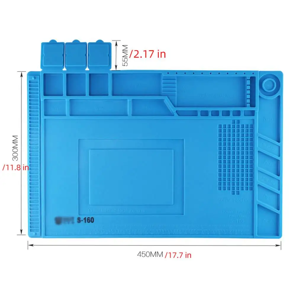 Imagem -05 - Isolamento Térmico Magnético Silicone Pad Desk Mat Manutenção Plataforma Solda Bga Repair Station S160