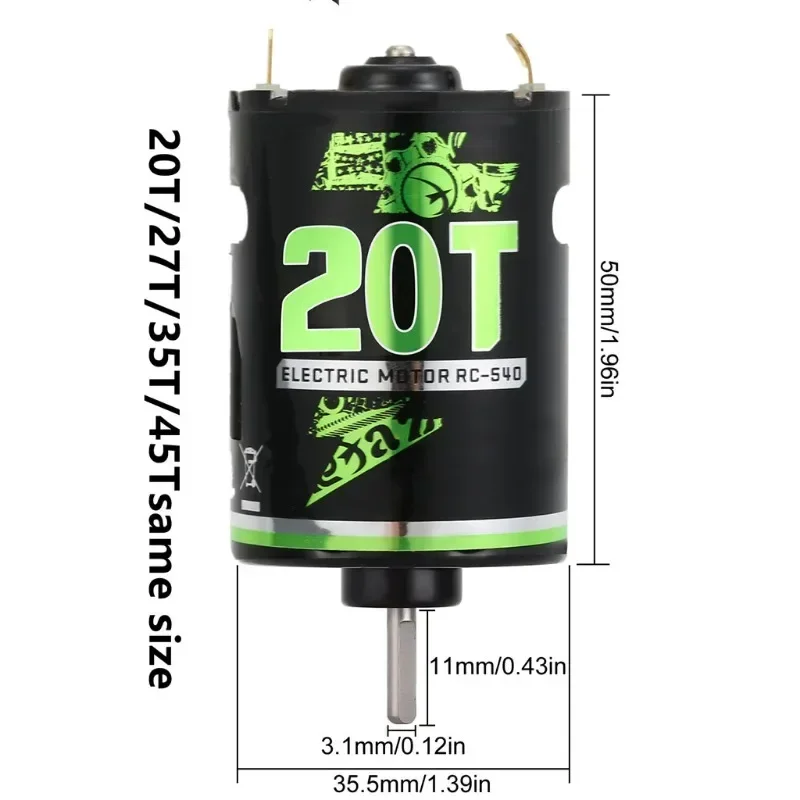 540 Brushed Motor 20~45T 540 Waterproof for 1:10 RC Crawler Axial SCX10 AXI03007 90046 Trxs TRX4 540 Brushed Motor