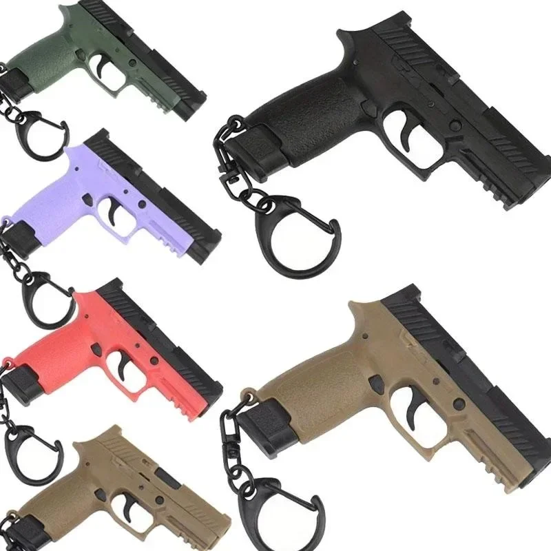

1: 4 Tactical P320 Pistol Shape Keychain Mini Portable Decorations Detachable GunWeapon Keyring Key Fashion Gift