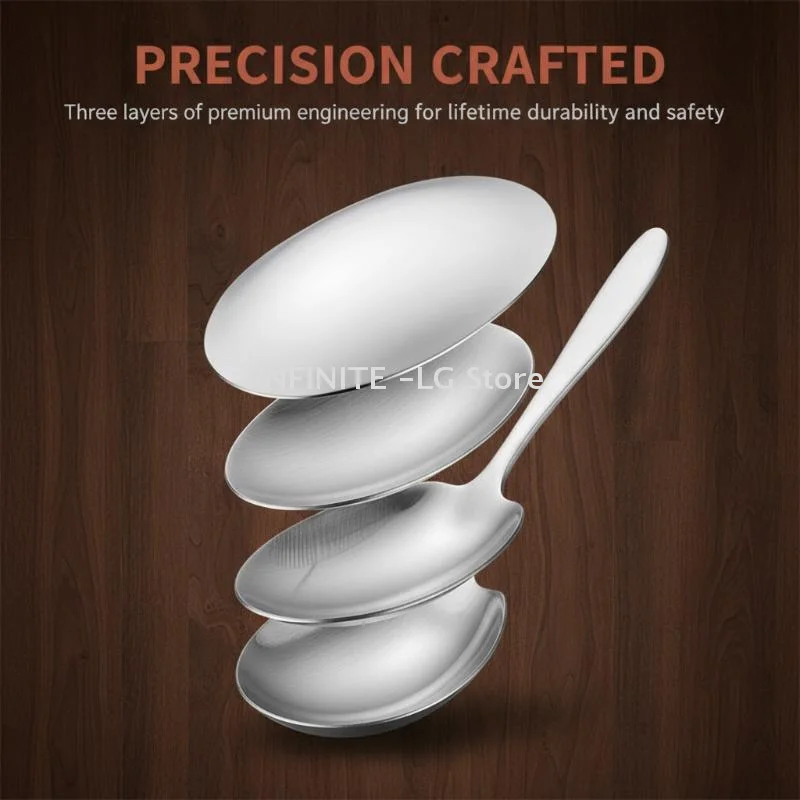 Large Stainless Steel Rice Spoon Ergonomic Metal Serving Spoon Kitchen Flatware Spoon Durable Thickening Long Handle Spoon