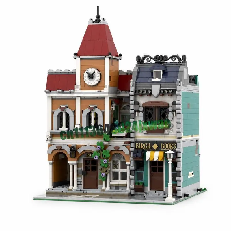 2266 Parts Clocktower Exhibits Yellow Brown Brick Building Blocks MOC Model Creative Architecture DIY Assembly Puzzle Toy Gift