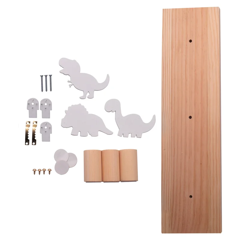 Ganchos de pared de dinosaurio para niños, colgador de puerta de madera para niños, dormitorio, guardería, sala de juegos, decoraciones, blanco