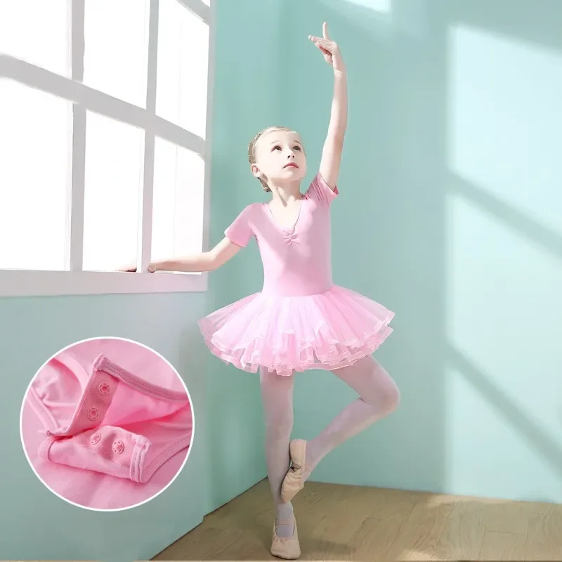 Vestito da balletto per ragazze gonna da allenamento per bambini Costume per bambini body per ginnastica Tutu abbigliamento da ballo classico manica lunga corta