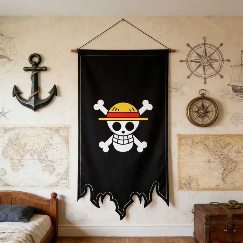 Bandera de Anime de One Piece de 70*125cm, Luffy, Chopper, Law, Cosplay, Poliéster, Dibujos Animados, Fiesta, Barco Pirata, Decoración para el Hogar