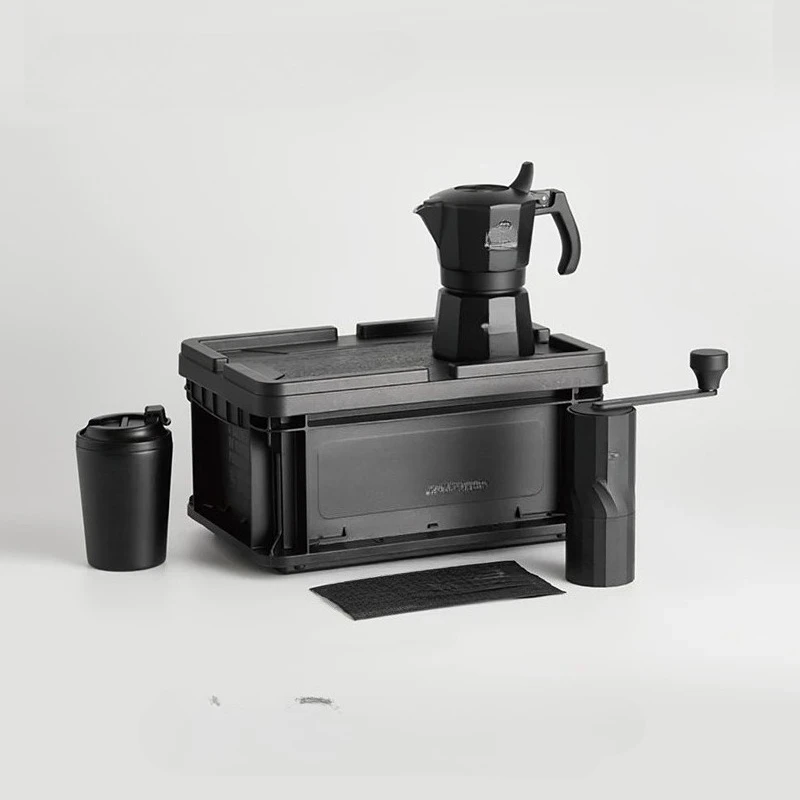 Outdoor-Camping-Reise-Kaffee-Set, Mokkakanne, Kaffeemühle, Kaffee-Beistelltasse
