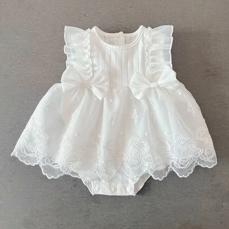2026 New Summer Infant Baby Girls Bodysuits Sleeveless Cotton Splicing Toddler Baby Girls Jumpsuit 0-24M Children Clothes