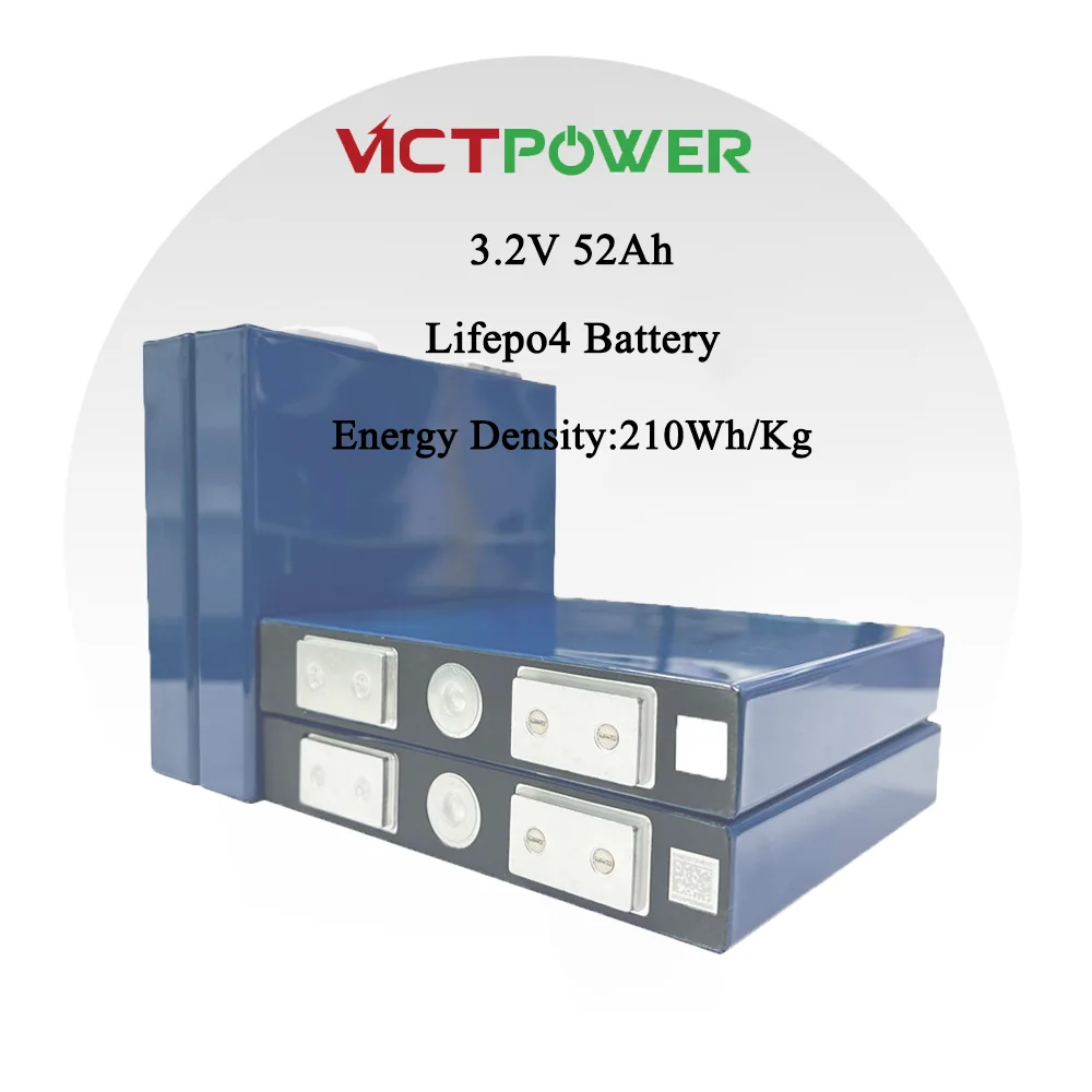 30pcs Victpower High Energy Density 3.2V 52Ah LiFepo4 Prismatic Lithium Ion Solar Energy Storage Batteries with Long Cycle Life