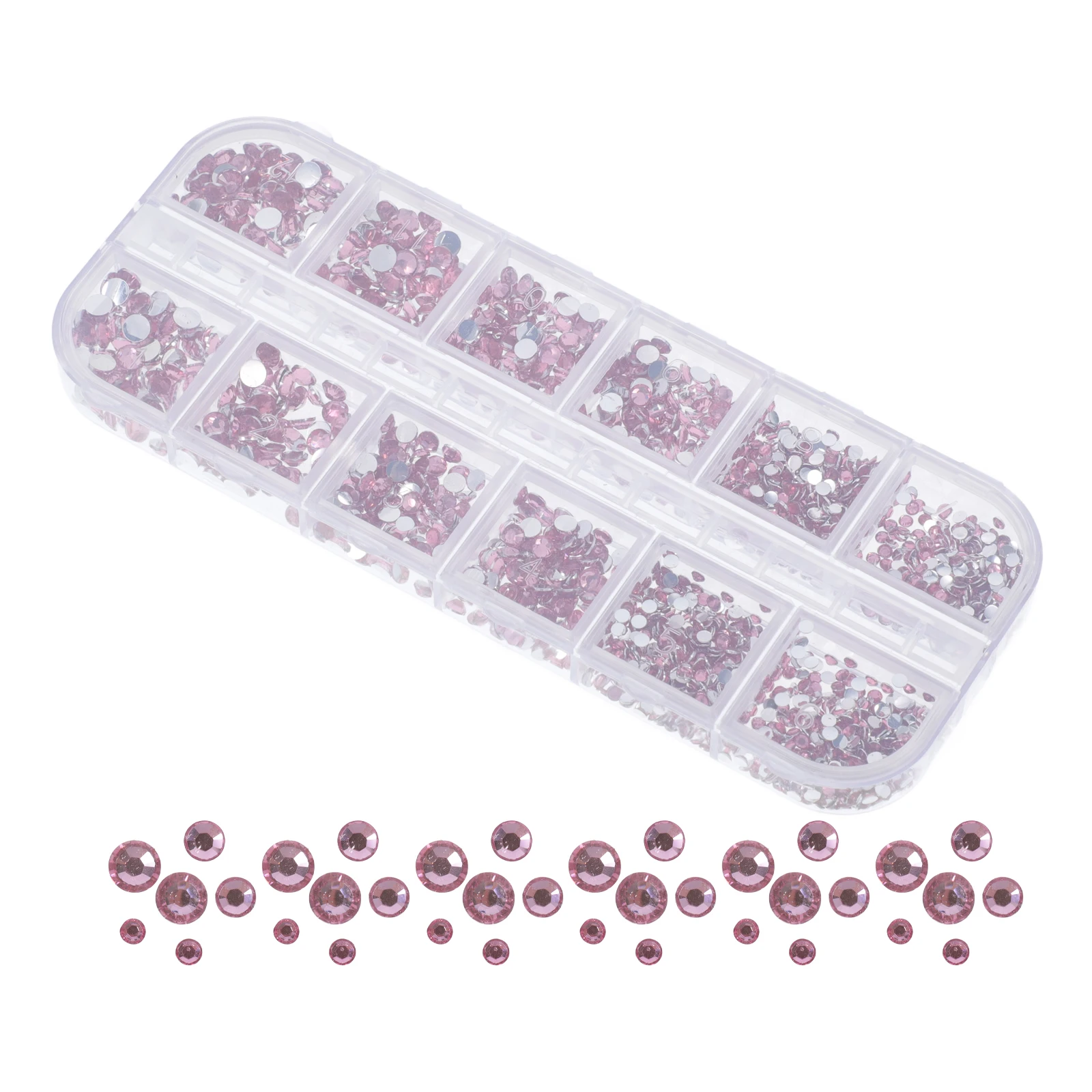 Mixed Size Cherry Blossom Pink Acrylic Flatback Nail Rhinestones DIY Body Face Eye Makeup Crafts Decoration Fix A Flat