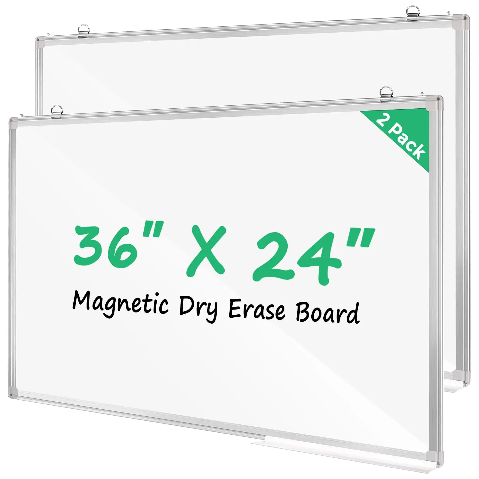 2 Pcs Double Sided Magnetic White Board Dry Erase Board 36 X 24 Inches for Wall  with Detachable Pen Tray for Office School Home