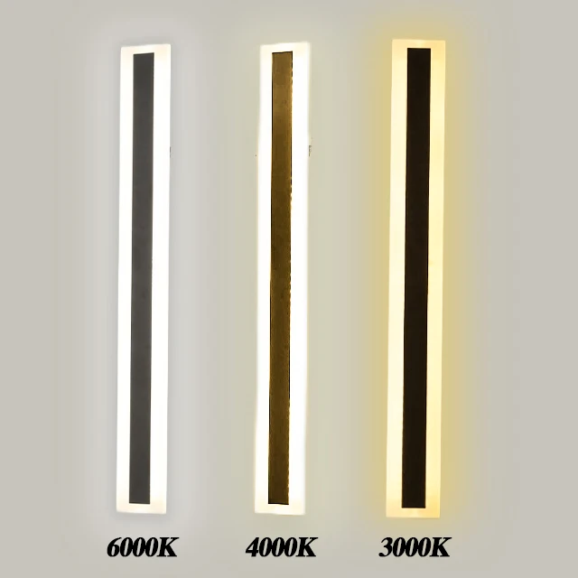 2Pack Modern LED Long Wall Sconce 3000K IP65 Waterproof Black Wall Mount Light For Porch House Garage Exterior Decor