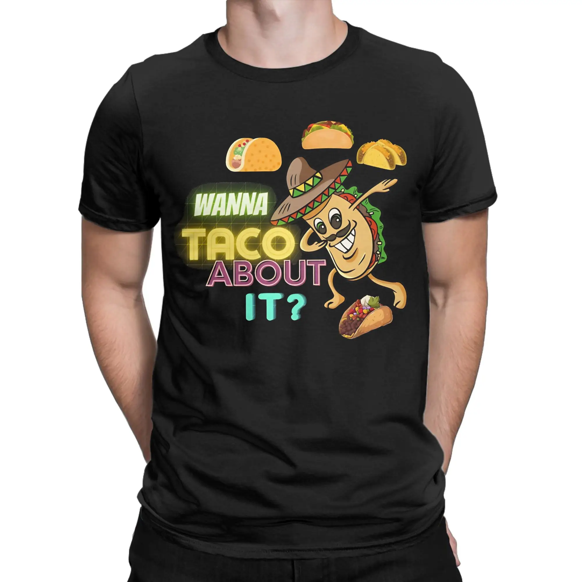 Camiseta Taco Cinco De Mayo para homens e mulheres, camisetas hipster de algodão puro, gola redonda, manga curta, roupas plus size