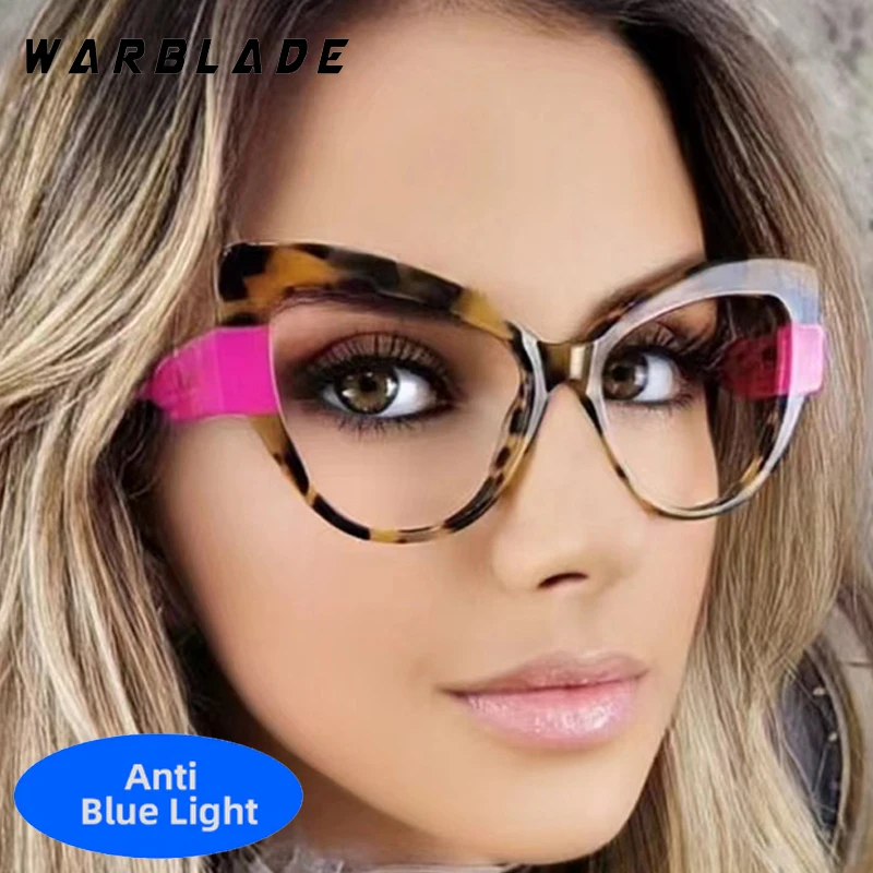 

Fashion Elegant Sexy Cat Eye Big Frame Optical TR90 Women Eyeglasses Luxury Designer Men Reading Games Anti-Blue Light Glasses