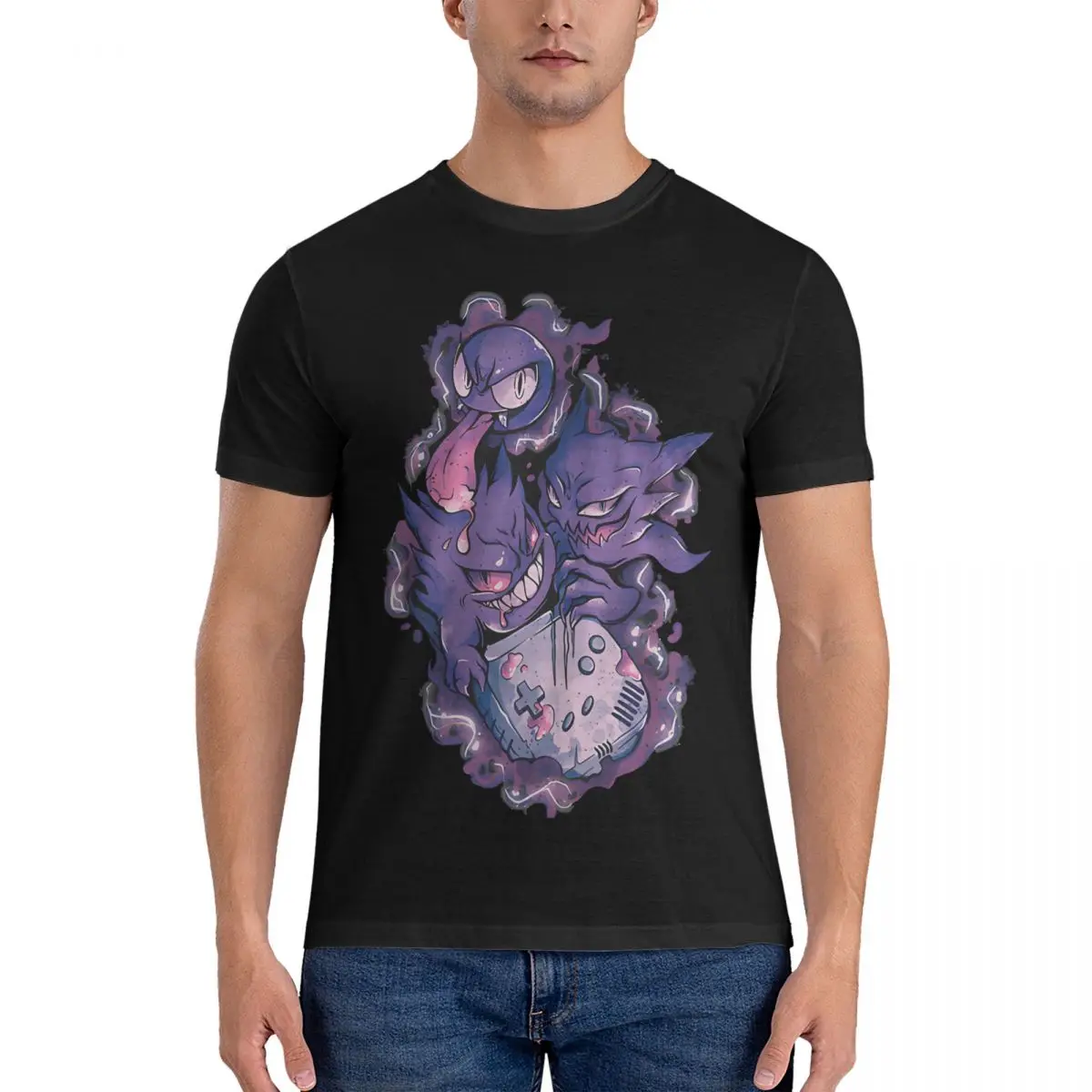 

Novelty Evolution Ghost Shadow_1 T-Shirts for Men Round Neck Cotton T Shirt Gengar Short Sleeve Tees Birthday Gift Clothes