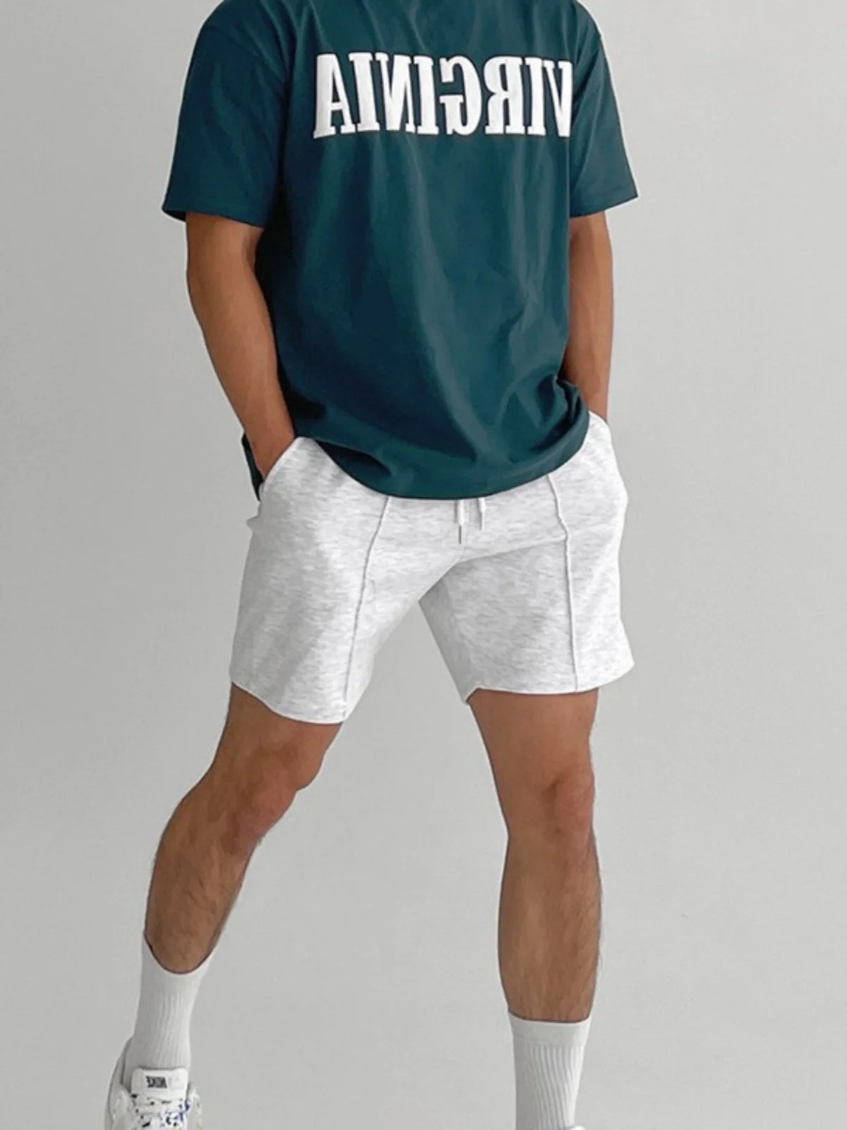 Trendy American Casual Men's Short Shorts Summer Sport Five-Point Training Running Pants Pure Color Knee-Length Versatile