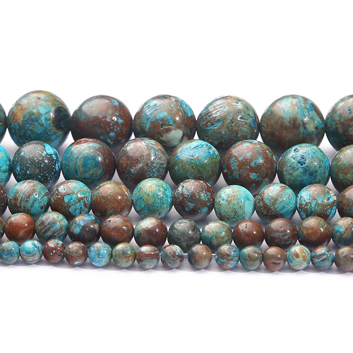 Naturstein, blaues Serpentinenmuster, Streifen, Achate, rund, lose Abstandsperlen für die Schmuckherstellung, DIY-Armband, Halskette, Zubehör – Detail 4