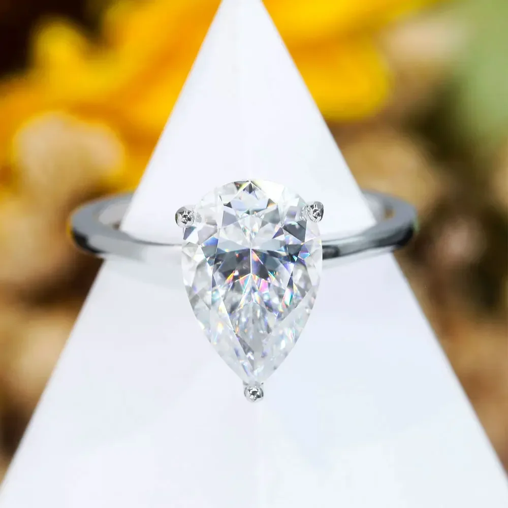 FCGJHW 1-4ct Pear Cut Moissanite Engagement Rings for Women D VVS1 Diamond GRA S925 Sterling Silver Promise Wedding Ring 2026